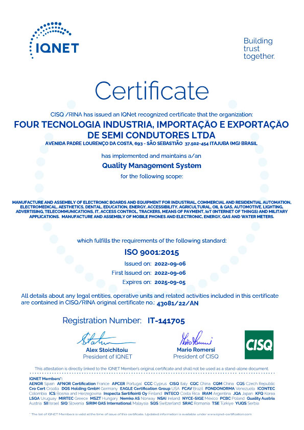 Certificado ISO 9001 FourTech