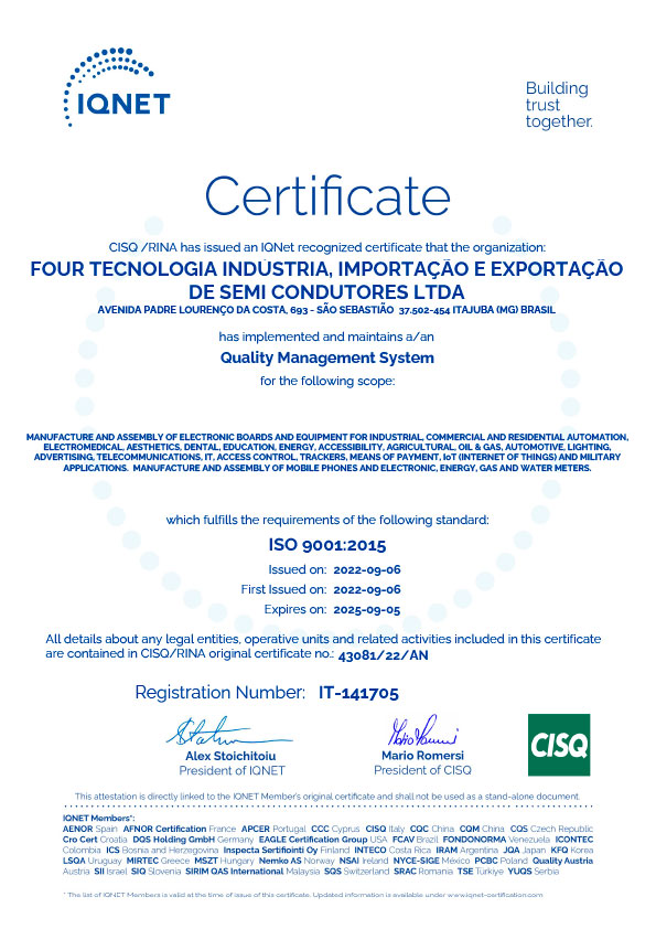 Certificado ISO 9001 FourTech