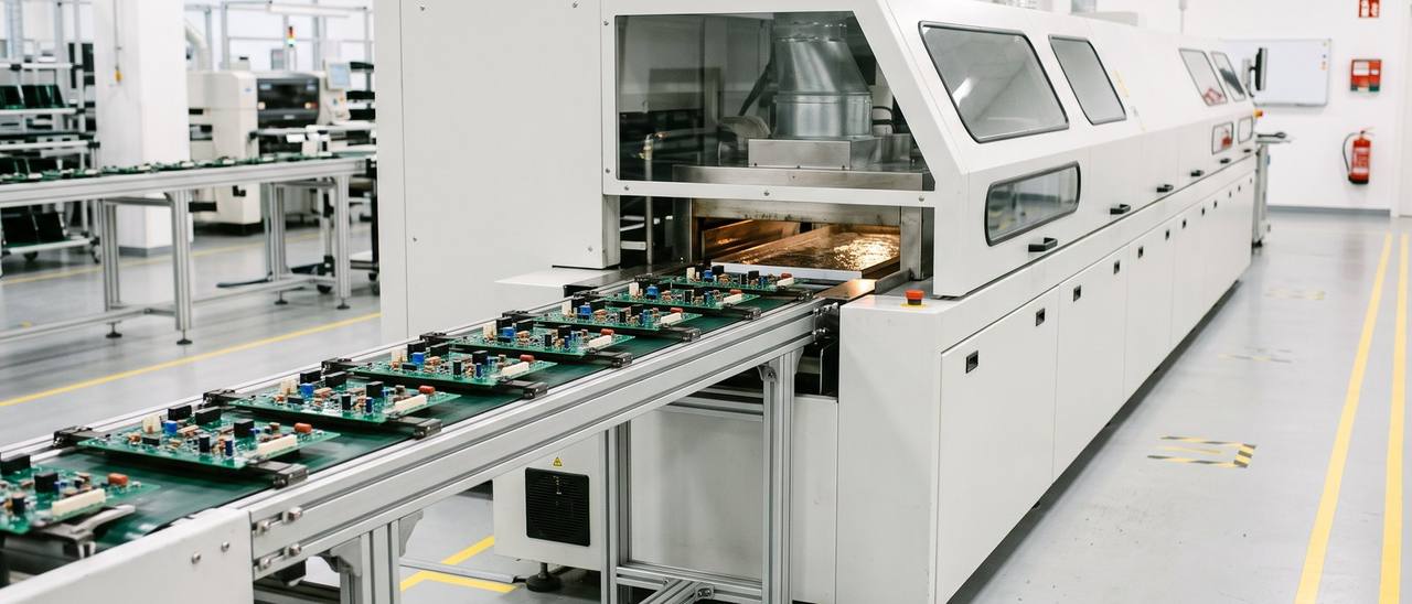 Linha de solda por onda